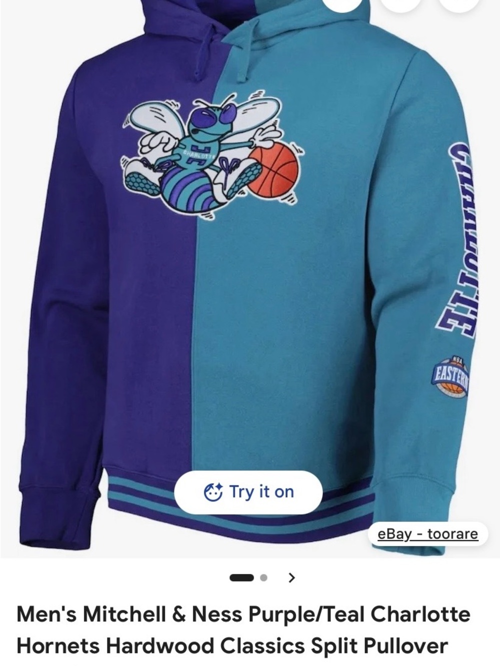 Mitchell & Ness Purple and Teal Charlotte Hornets hoodie
